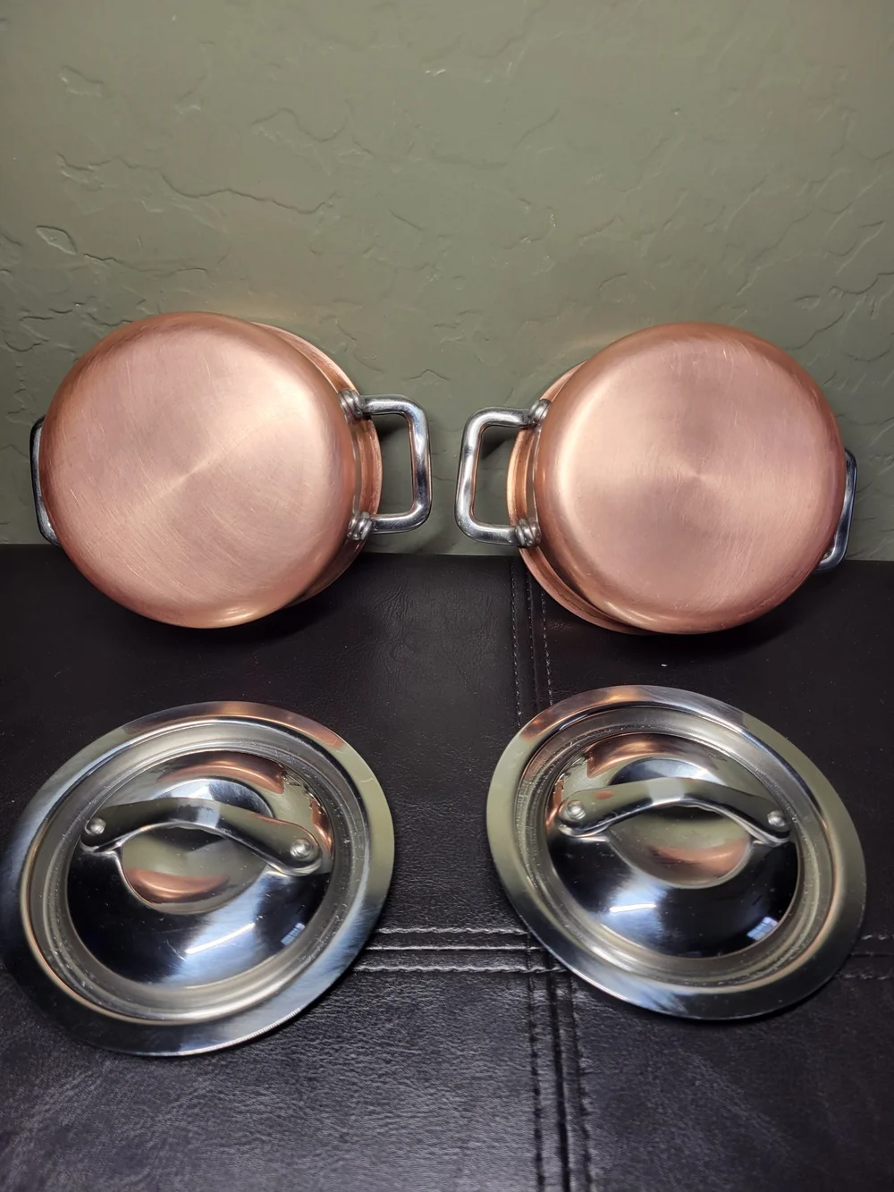 Copper Mini 4 Inches Cocottes With Stainless Steel Lids Collectible Cookware